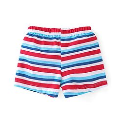 Babyhug 100% Cotton Above Knee Length Trunk With Striped & Crab Print Pack Of 3 - Red White & Blue
