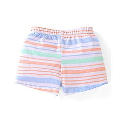 Babyhug 100% Cotton Knit Trunk Stripes & Palm Tree Print Pack of 3 - Blue Green & Peach