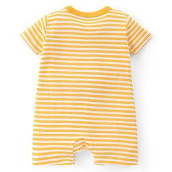 Babyhug 100% Cotton Half Sleeves Romper With Animals Print & Striped Pack Of 2 - Blue & Yellow