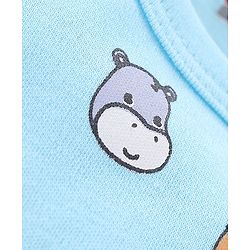 Babyhug 100% Cotton Half Sleeves Romper With Animals Print & Striped Pack Of 2 - Blue & Yellow