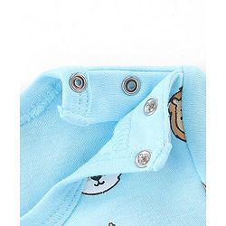 Babyhug 100% Cotton Half Sleeves Romper With Animals Print & Striped Pack Of 2 - Blue & Yellow