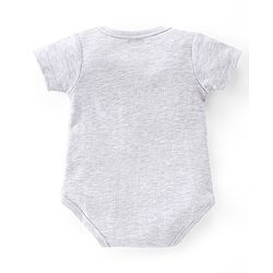 Babyhug 100% Cotton Knit Half Sleeves Onesies Striped & Animal Print Pack of 3 - Blue Yellow & Grey