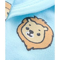 Babyhug 100% Cotton Knit Half Sleeves Onesies Striped & Animal Print Pack of 3 - Blue Yellow & Grey