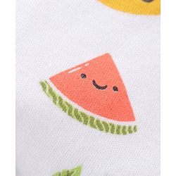 Babyhug 100% Cotton Knit Half Sleeves Onesie Fruit Print - Yellow