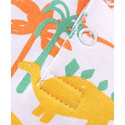 Babyhug 100% Cotton Interlock Knit Half Sleeves Romper Stripes & Dino Print Pack Of 2 - Multicolor
