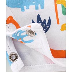 Babyhug 100% Cotton Interlock Knit Half Sleeves Romper Stripes & Dino Print Pack Of 2 - Multicolor