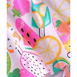 Babyhug 100% Cotton Sleeveless Frock Style Onesies With Beach Theme Print - White