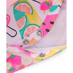 Babyhug 100% Cotton Sleeveless Frock Style Onesies With Beach Theme Print - White