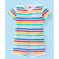 Babyhug 100% Cotton Knit Half Sleeves Romper Striped & Animal Print Pack of 2 - Multicolor