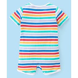 Babyhug 100% Cotton Knit Half Sleeves Romper Striped & Animal Print Pack of 2 - Multicolor