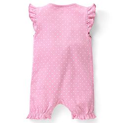 Babyhug 100% Cotton Knit Sleeveless  Romper with Polka Dot & Strawberry Print  -  Pink