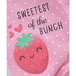 Babyhug 100% Cotton Knit Sleeveless  Romper with Polka Dot & Strawberry Print  -  Pink