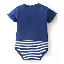 Babyhug 100% Cotton Knit Half Sleeves Onesie Text Print - Navy Blue