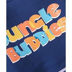 Babyhug 100% Cotton Knit Half Sleeves Onesie Text Print - Navy Blue