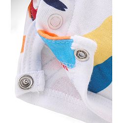 Babyhug 100% Cotton Knit Half Sleeves Rompers With Striped & Palms Tree Print Pack Of 2 - White Blue & Orange