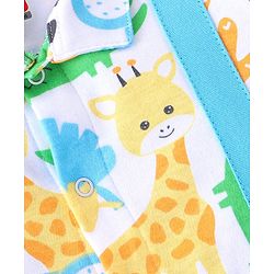 Babyhug 100% Cotton Knit Half Sleeves Romper Giraffe Print - Blue