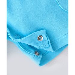 Babyhug 100% Cotton Knit Half Sleeves Romper Giraffe Print - Blue