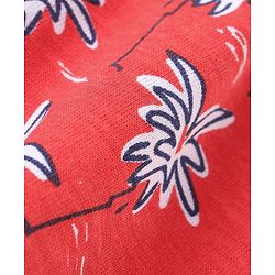 Babyhug Single Jersey Cotton Knit Half Sleeves Trees Printed Shirt & Shorts Set - Red & Blue