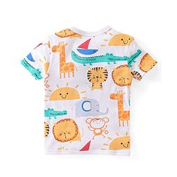 Babyhug 100% Cotton Interlock Front Open Vest Elephant Print Pack of 3 - Yellow & White