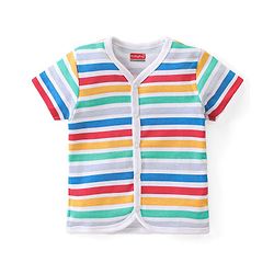 Babyhug 100% Cotton Interlock Front Open Vest Elephant Print Pack of 3 - Yellow & White