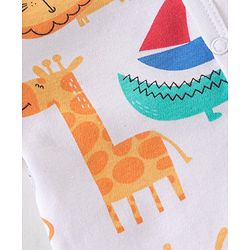 Babyhug 100% Cotton Interlock Front Open Vest Elephant Print Pack of 3 - Yellow & White