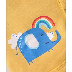 Babyhug 100% Cotton Interlock Front Open Vest Elephant Print Pack of 3 - Yellow & White