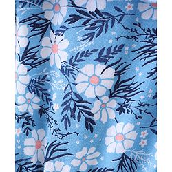 Babyhug 100% Cotton Knit Single Jersey Singlet Sleeve Jumpsuit With Floral Print - Blue