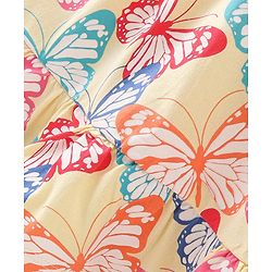 Babyhug Single Jersey Singlet A-Line Tiered Frock with Butterfly Print & Frill Detailing - Yellow