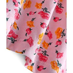 Babyhug Single Jersey Knit Half Sleeves Frock with Floral Print & Bow Applique - Pink