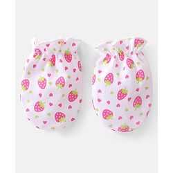 Babyhug 100% Cotton Mittens Heart & Strawberry Print Pack of 3 - Multicolour