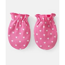 Babyhug 100% Cotton Mittens Heart & Strawberry Print Pack of 3 - Multicolour