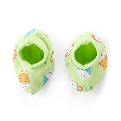 Babyhug 100% Cotton Knit Animal Print Mittens and Booties - Green