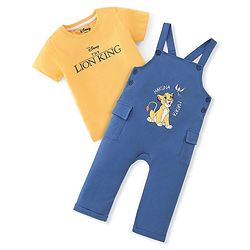 Babyhug Disney Single Jersey Knit Dungaree & Half Sleeves T-Shirt The  Lion King Print - Blue & Yellow