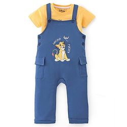 Babyhug Disney Single Jersey Knit Dungaree & Half Sleeves T-Shirt The  Lion King Print - Blue & Yellow