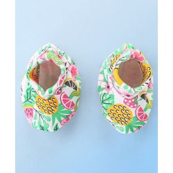 Babyhug 100% Cotton Knit Fruit Print Mittens and Booties - Multicolor