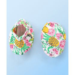 Babyhug 100% Cotton Knit Fruit Print Mittens and Booties - Multicolor