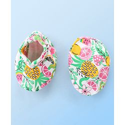 Babyhug 100% Cotton Knit Fruit Print Mittens and Booties - Multicolor
