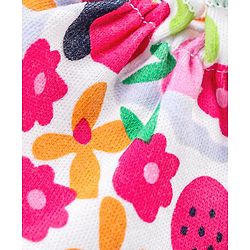 Babyhug 100% Cotton Knit Floral Print Mittens and Booties - Multicolor