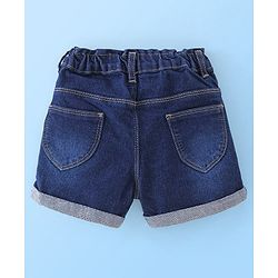 Babyhug 100% Cotton Knit Sleeveless Top & Denim Shorts With Text Print - White & Blue