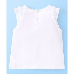 Babyhug 100% Cotton Knit Sleeveless Top & Denim Shorts With Text Print - White & Blue
