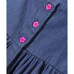 Babyhug Denim Woven Sleeveless Frock Sequined Butterfly Design - Blue