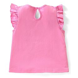 Babyhug Cotton Knit Frill Sleeves Night Suit With Floral Print - Pink