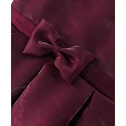 Babyhug Party Wear One Shoulder Pleated Dress With Bow Applique - Maroon