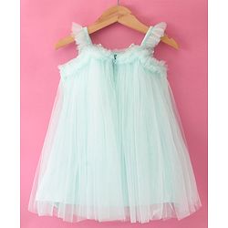 Babyhug Sleeveless Party Frock with Bow Applique - Mint
