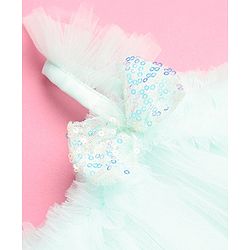 Babyhug Sleeveless Party Frock with Bow Applique - Mint