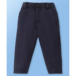 Babyhug Knit Full Sleeves Boat Print  Party Shirt & Trousers with Cap  Bow & Suspender - White & Navy Blue