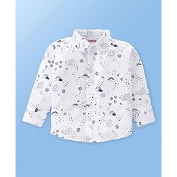 Babyhug Knit Full Sleeves Rainbow Print Party Shirt & Trousers with Cap Bow & Suspender - White & Black
