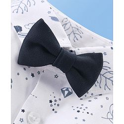 Babyhug Knit Full Sleeves Rainbow Print Party Shirt & Trousers with Cap Bow & Suspender - White & Black