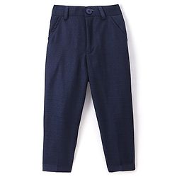 Babyhug Full Sleeves Solid Color Party Suit With Waistcoat & Bow -Navy Blue