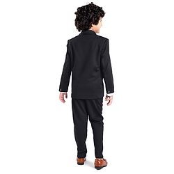 Babyhug Party Wear Full Sleeves Embellished Party Suit With Waistcoat & Bow - Black & White